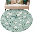 thumbnail image 2 of White Teal Spring Floral Round Area Rug 7 FT,Non Slip Living Room Area Carpet,Watercolor Flowers Summer Botanical Washable Soft Circular Rug Floor Carpet for Bedside Office Play Room Classroom, 2 of 9