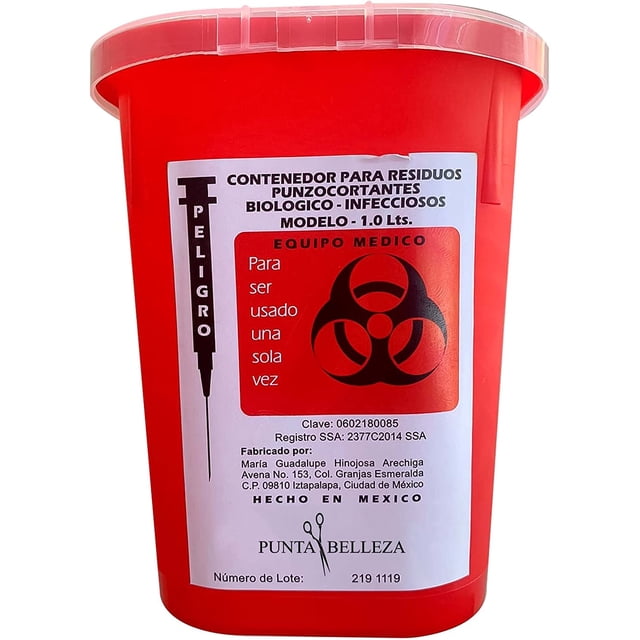 Contenedor Para Residuos Punzocortantes Biológicos Infecciosos Punta Belleza 1 Litro