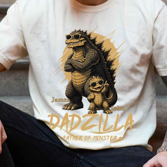 Personalized Dadzilla TShirt Father Day Gifts for Dad Funny Papa Tshirt Cool Daddy Dinosau