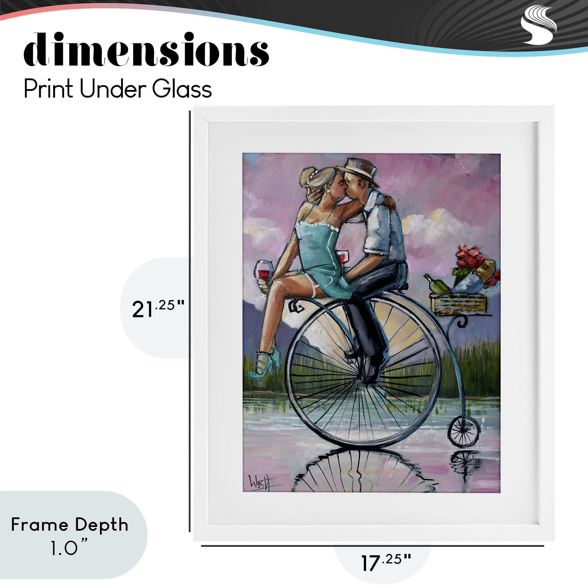 Stupell Industries Romantic Picnic on Bicycle White Framed Print Under Glass, design by Ronald West