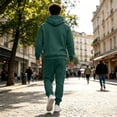 thumbnail image 4 of Fabrcox M-5XL Mens 2 Piece Sweatsuit Fleece Lined Hoodie and Sweatpants Set Causal Athletic Gym Sweatshirt Joggers Track Suits for Men Set Green 4XL, 4 of 7