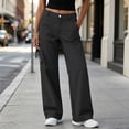 thumbnail image 2 of ZHYou No Boundarie Women's Cargo Wide Leg Pants High Waist Straight Casual Loose Fit Workwear Trousers with Flap Pockets,Black,Size M, 2 of 8