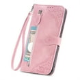 thumbnail image 6 of SaniMore Case for Samsung Galaxy A13 5G 6.5" 2021, PU Leather Zipper Wallet Detachable Lanyard Retro Embossed Flower Crad Slots Flip Kickstand Full Body Protective Drop-proof Case, Pink, 6 of 8