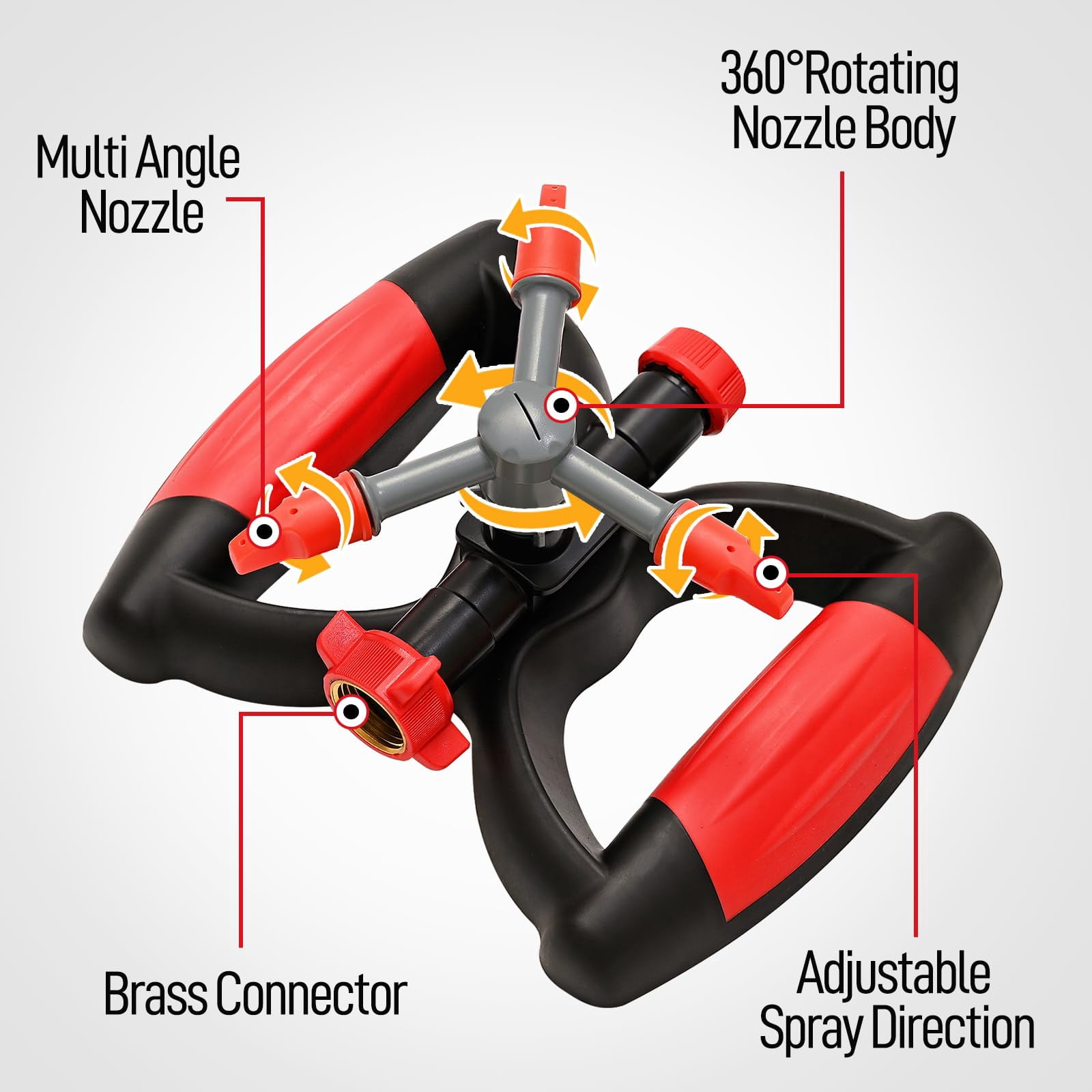 YAMATIC Lawn Sprinkler, Automatic 360 Degree Rotating Large Area 3 Arm Sprayer