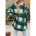 thumbnail image 2 of Camisas de cuadros cepillados para mujer, chaquetas tipo sobretodo con solapa de franela de manga larga y botones con bolsillos, 2 of 3
