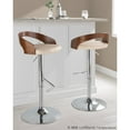 thumbnail image 3 of LumiSource Chrome Metal, Walnut Wood, Cream PU Grotto Adjustable Barstool - Set of 2, 3 of 9