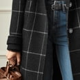 thumbnail image 3 of Women's Retro Lapel Long Plaid Coat 2025 Fall Winter Casual Elegant Double-breasted Work Suit Jacket, 3 of 8