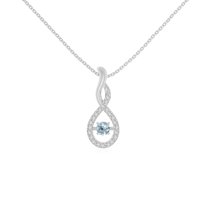 Natural Aquamarine 2 Stone Infinity Pendant Necklaces for Women in Sterling Silver,March Birthstone Jewelry Gifts for Her Birthday,Wedding Anniversary,Mothers Day,Christmas,Graduation,Valentines