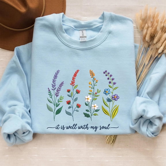 It Is Well With My Soul Embroidered Sweatshirt, Jesus Embroidered Shirt, Religious Shirt, Aesthetic Christian Hoodie, Faith Shirt