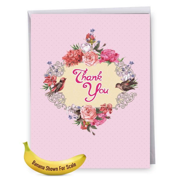 J6577GTYG Extra Large Thank You Greeting Card 'Thank You Birds and
