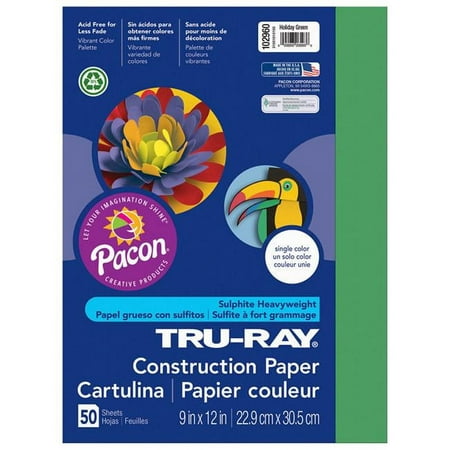 UPC: 0194629087105 | Tru-Ray 9 x 12 Construction Paper Holiday Green 50 Sheets/Pack 5 Packs/Bundle (PAC102960-5)