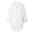 thumbnail image 4 of vigerkar Womens Casual V Neck 3/4 Sleeve Button Down Shirts High Low Oversized Summer Beach Blouse Tops White, 4XL, 4 of 6