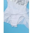 thumbnail image 6 of ZDHoor Girls Sequined Asymmetric Leotard Dress Lyrical Modern Contemporary Ballroom Dance Costumes White 10, 6 of 7