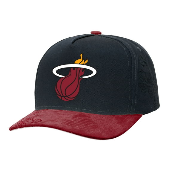Men's-Mitchell & Ness Black/Red Miami Heat May Flowers Adjustable Hat