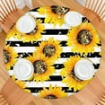 thumbnail image 5 of 44in Round Tablecloth with Elastic Edge, Waterproof Fitted Table Cover for 36-44" Tables, Floral Theme Polyester Reusable Table Cloths Wipe Clean for Picnic, Dining, Outdoor Use and Party Decor, 5 of 7