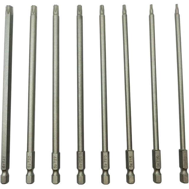 Juegos de puntas de destornillador de seguridad largas Juego de brocas de destornillador con cabeza de seguridad Torx de acero S2 de 6 pulgadas de longitud (8 piezas de cabeza Torx (150 mm)