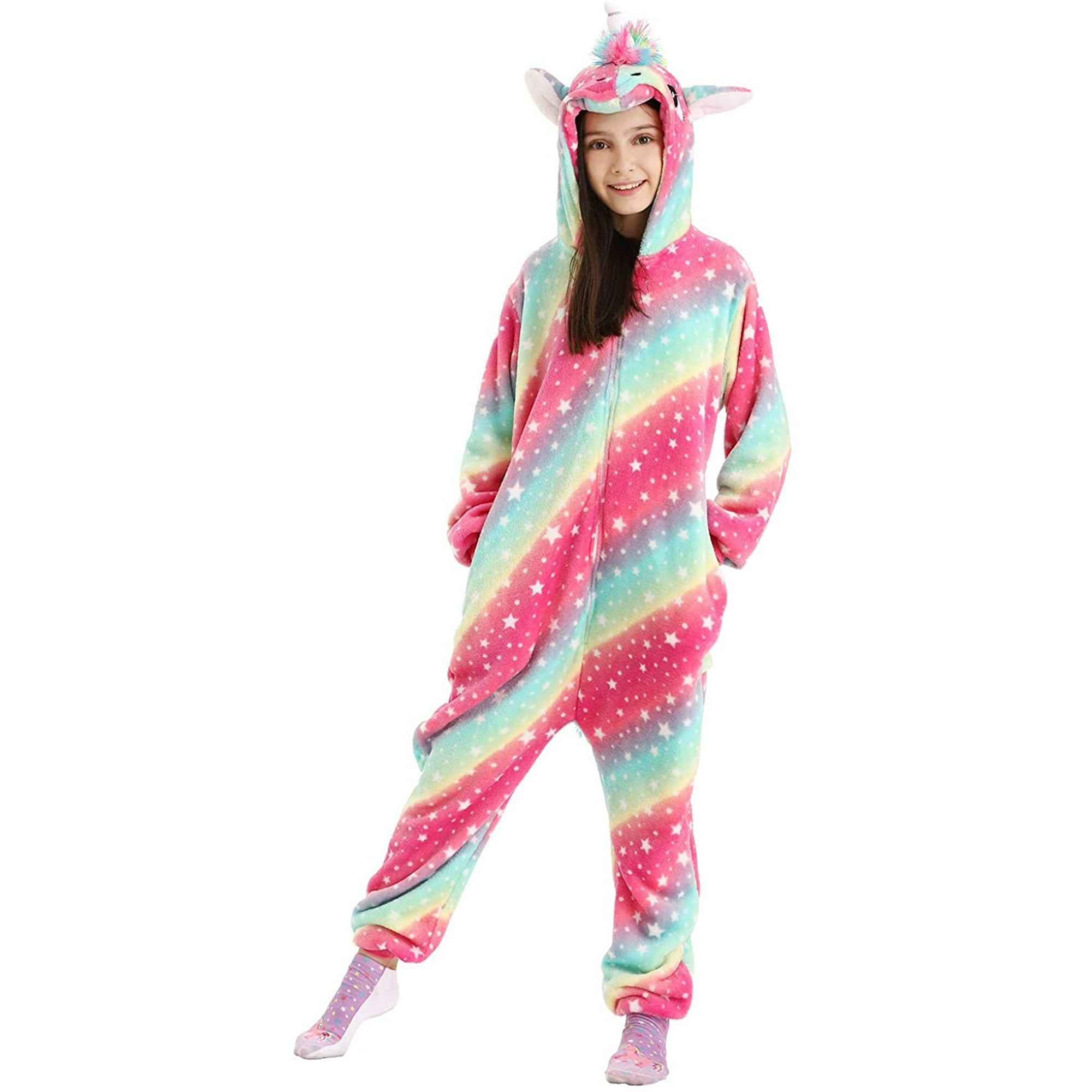 Bamaia Girls Unicorn Pajamas Onesie Animal Costume For Kids