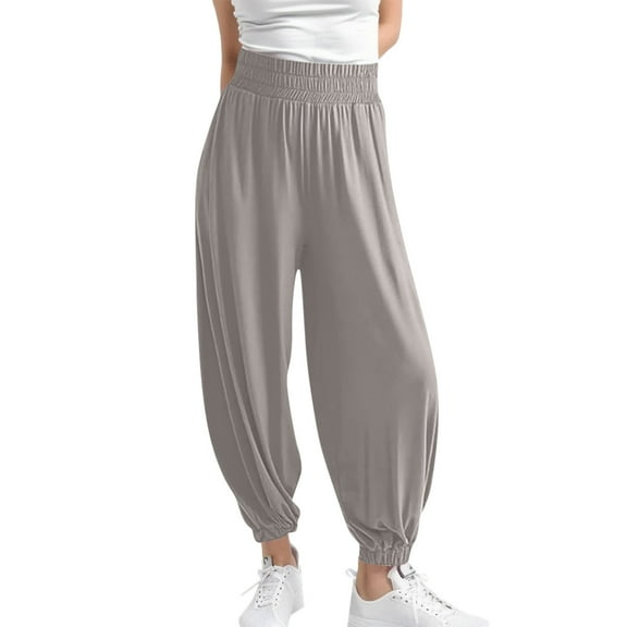 Sngxgn Women's Wide Leg Pants With Pockets High Waist Loose Casual Trousers Business Work Casual Pants(Grey,M)