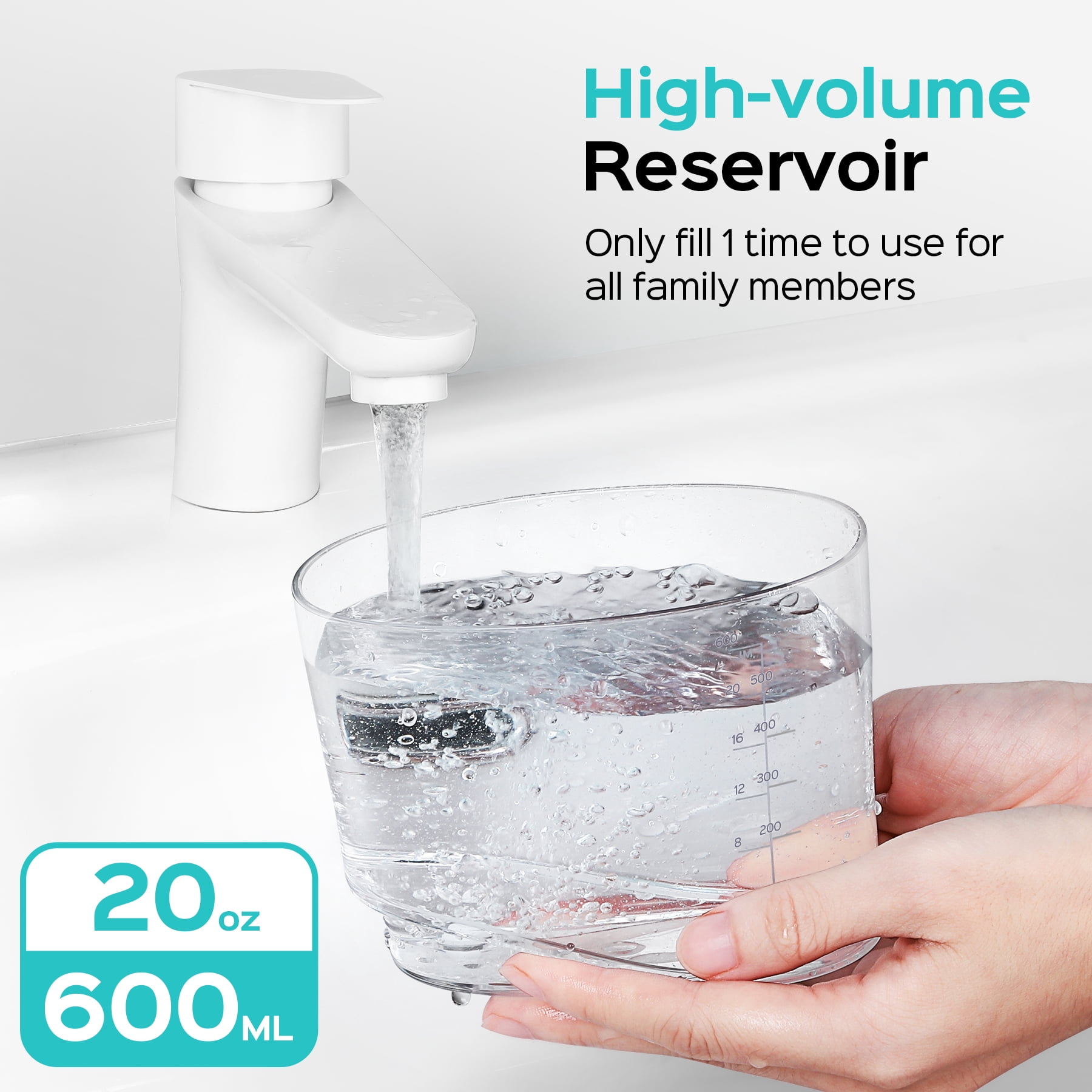 COSLUS Water Flosser for Teeth,Water Dental Flosser Pick for Teeth Cleaning and Flossing,600ML,12 Pressure Settings,for Family