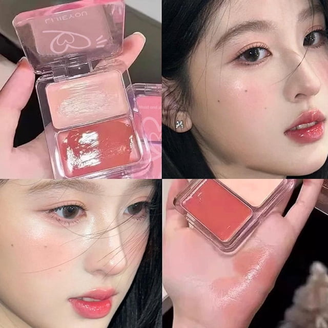 2 Color Liquid Blush Cream Makeup Palette Cheek Tint Highlight Blusher Makeup Contour