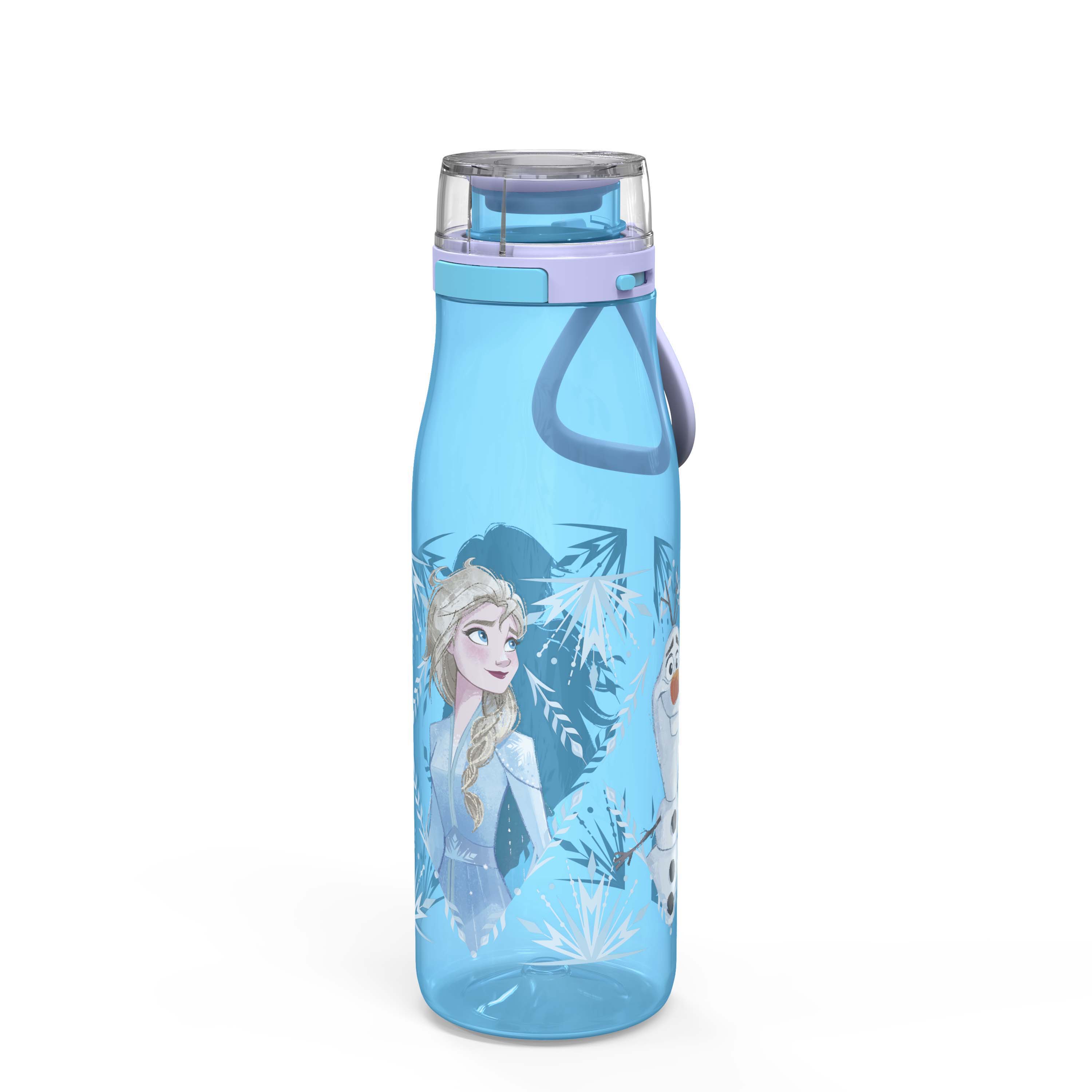Zak Designs 25 oz. Kiona Plastic Kids Water Bottle Disney Frozen 2 Elsa & Anna Push Button Locking Lid Portable Carry Loop Leak-Proof Design BPA-Free - image 3 of 11