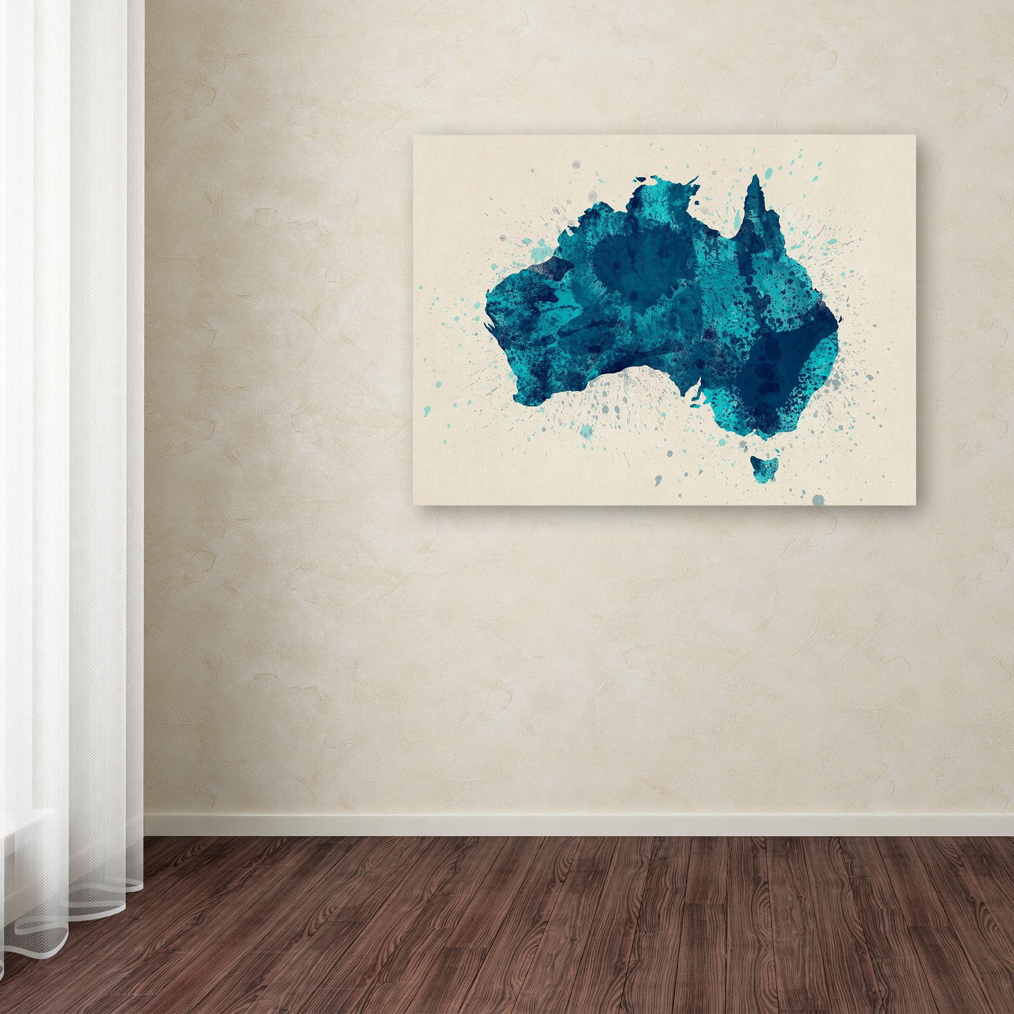 Trademark Fine Art "Australia Paint Splashes Map 2" Canvas Art by Michael Tompsett