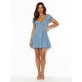 thumbnail image 2 of New Spring/Summer Denim Dress with Hollowed-out Chest, Tie-up, and Puff Sleeves, 2 of 5