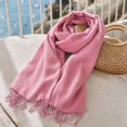 thumbnail image 4 of Lumtrix Fall Winter Scarf Solid Color Tassel Shawl Soft Lofty Feel 76.77 in Unisex Scarf Wrap D One Size, 4 of 5