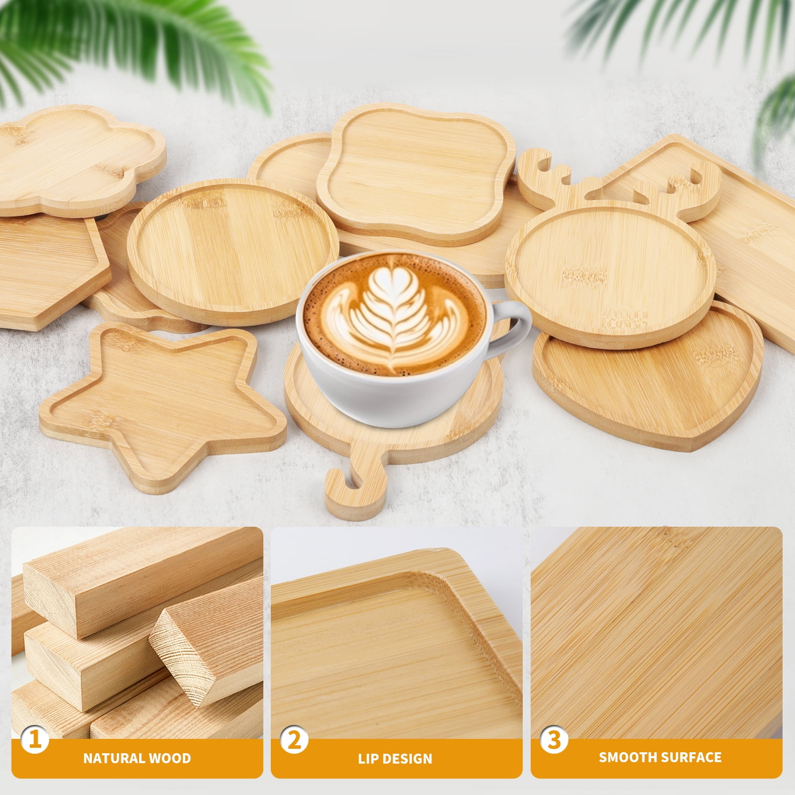 12 pcs Wooden Mosaic Bases, Assorted Shapes DIY Blank Base Trays Drinking Cup Coaster Wood Surface for Handmade Glass Tile Crafts & Mosaic Art Supplies