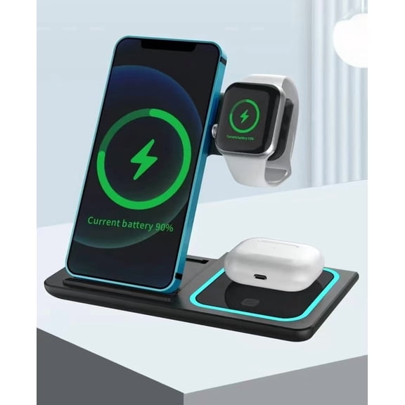 3 in 1 Wireless Charger, Fast Charging Station Compatible Apple Watch Airpods Pro iPhone 15 14 13 12/11/11 pro/X/XS/XR/Xs Max,Wireless Charging Stand 3 in 1 Wireless Charger Dock Station