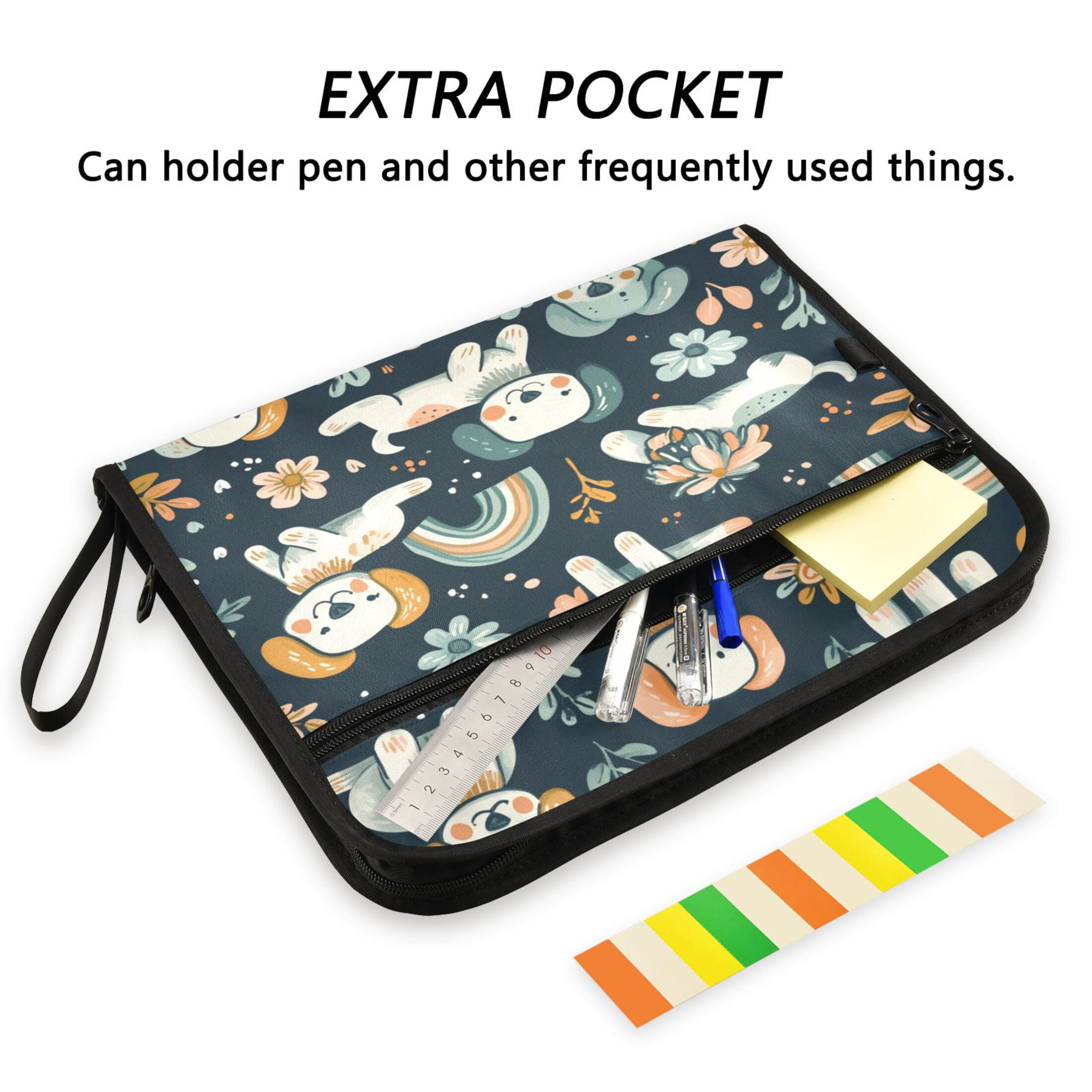 WOBOGO Seamless Pattern Of Dogs and Rainbows Expanding File Folder Letter Size Accordion Filing Organizer 13 Pocket Separate Organ Pocket