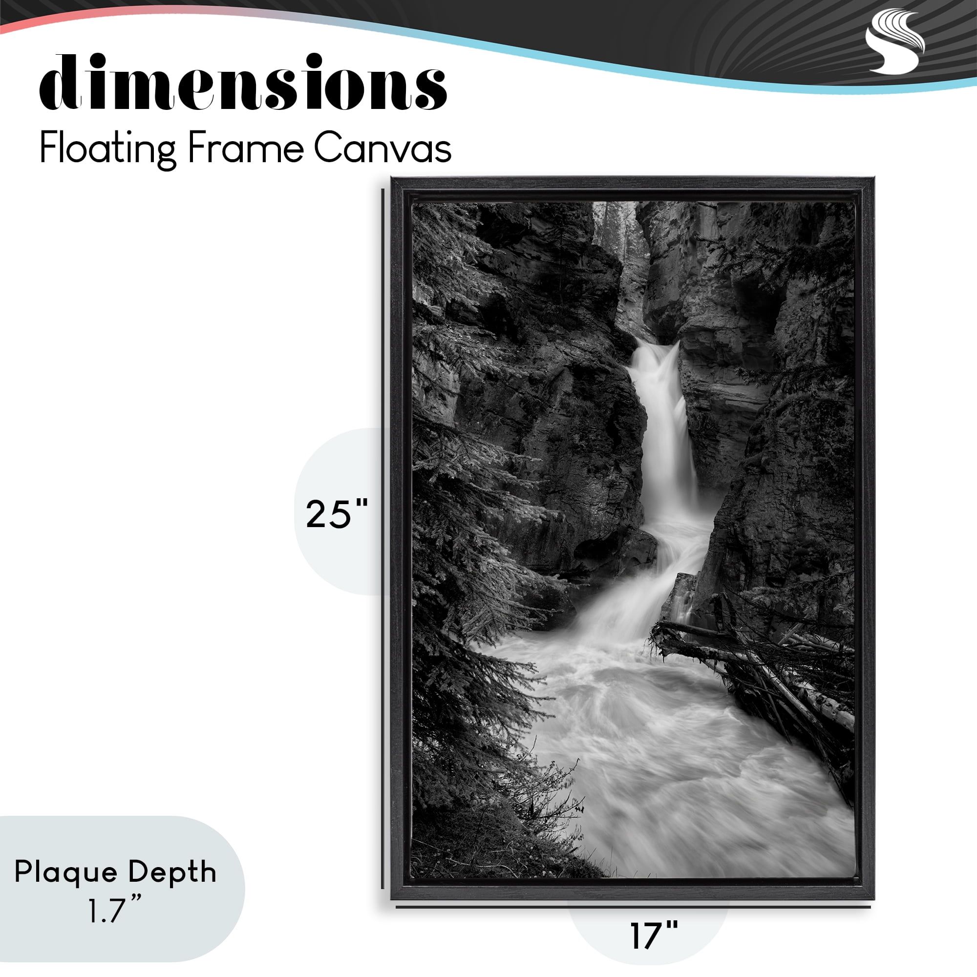 Stupell Industries Banff National Park Waterfall Black Framed Floater Canvas Wall Art, design by Jon Evan