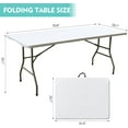 thumbnail image 2 of Foldable Table, Plastic 6FT Folding Table, Indoor Outdoor Portable Utility Table with Handle for Party, Camping and Picnic, White, 2 of 8