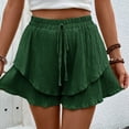 thumbnail image 4 of Krdevn Women's Pleated Wide Leg Shorts Summer Elastic Waist Casual Loose Fit High Waist Shorts Lightweight Breathable Pockets Beach Vacation Stretch,Size L, 4 of 5