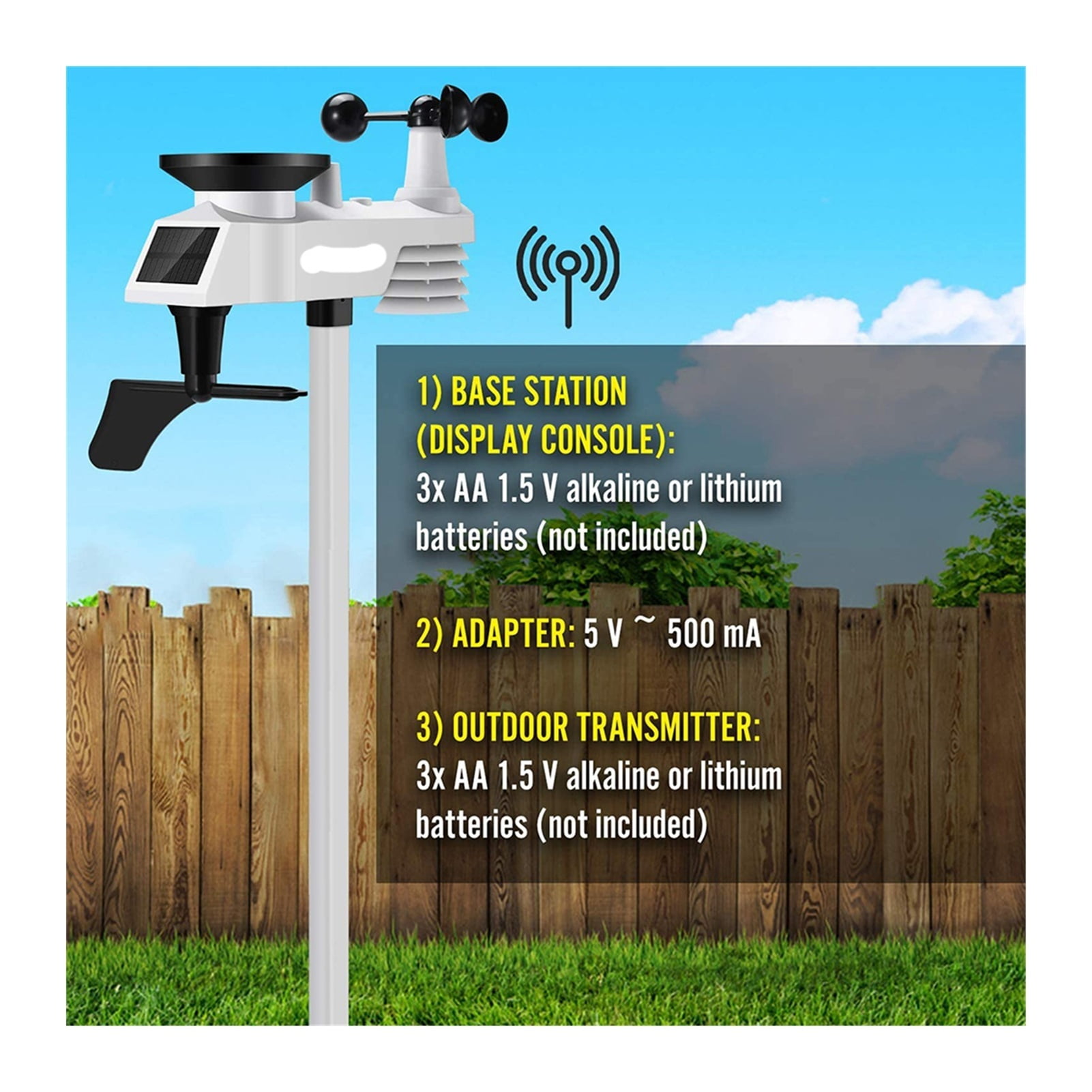 WiFi Wireless Weather Station Indoor And Outdoor Internet Multifunction Humidity Pressure Anemometer Wind Rain Gauge ,Easy to Operate