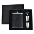 thumbnail image 2 of Toptie 8 oz Stainless Steel Hip Flask Set with Funnel & Cups, Black Leather Wrapped Gift Flask, 2 of 7