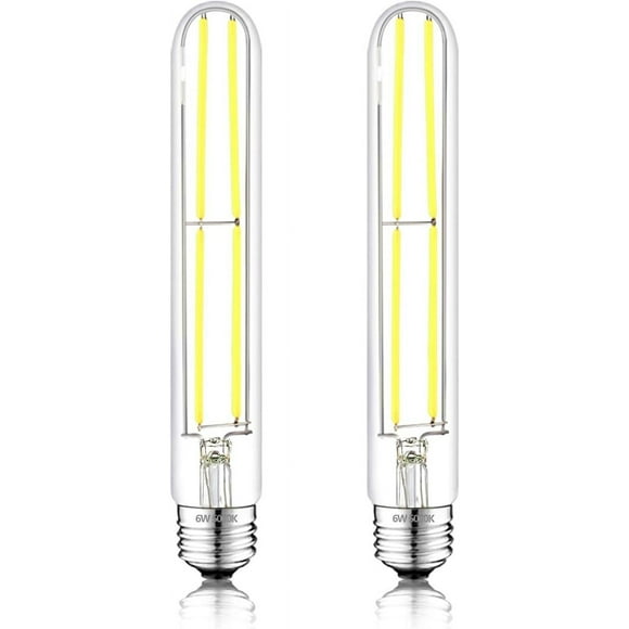 Zhenhe7.3 Inch E26 Led Bulb 60 Watt Dimmable,5000K Daylight Edison Bulbs,6W Tubular T10 Long Clear Glass Light Bulb For Rustic Pendant,Industrial Pipe,Wall Sconces,Chandeliers(2 Pack)