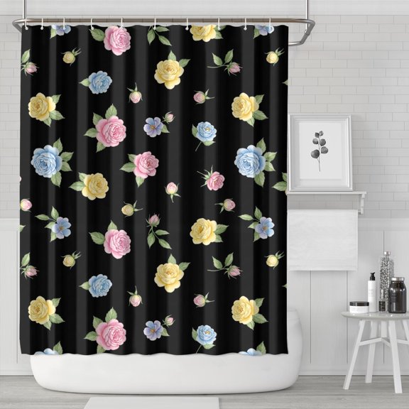 Pioneer Flower Floral Print Pattern Shower Curtain 84”x72", Bathroom Decorative Shower Curtain Set with 12 Hooks, Waterproof Washable