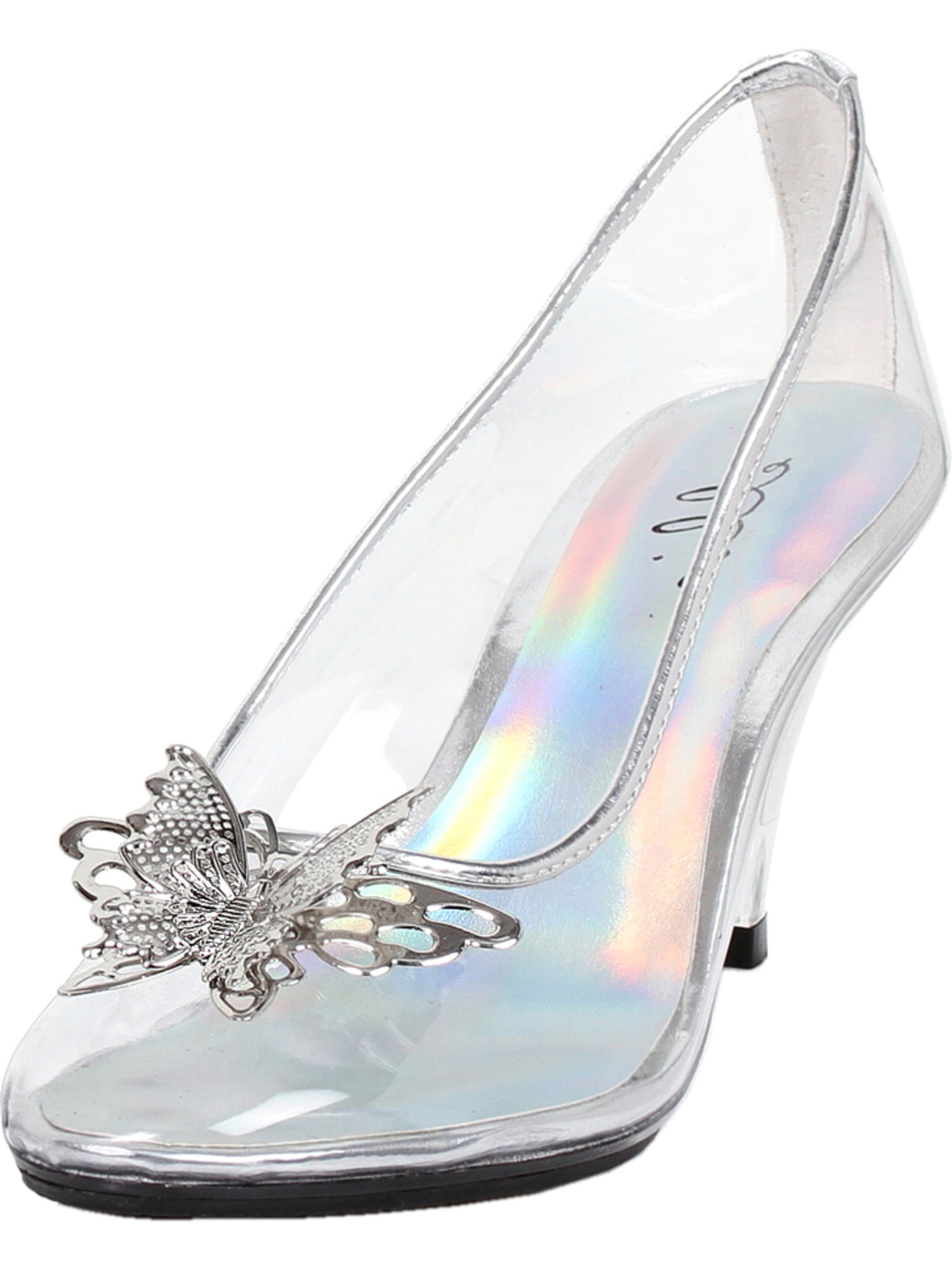 womens butterfly high heels clear pumps 