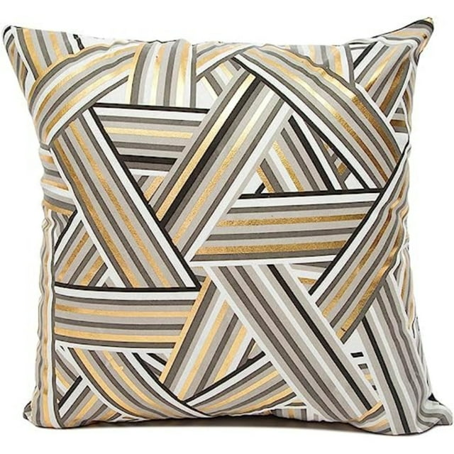 PEACNNG Gold Foil Throw Pillow Cover Decorative Yellow Stripes Accent