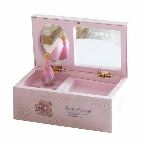 LAMIRO Jewelry Boxes Musical Little Girl Storage Drawers Womens Gifts Pink Baby Girls Jewelry Box