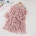 thumbnail image 4 of ZHOUCHANKIDS Girl Long Sleeve Tulle Dress Toddler Girls Long Sleeve Ruffles Dress for Dance Party and Casual Occasions Pink 12-18 Months, 4 of 4