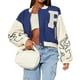 thumbnail image 4 of Txlixc Chaqueta de béisbol femenina, cremallera de manga larga Txlixc moda, 4 of 9