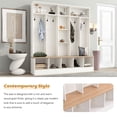 thumbnail image 4 of Triple Tree 4-in-1 White Mudroom Bench Coat Hanger Storage Bench Hall Tree, 4 of 9
