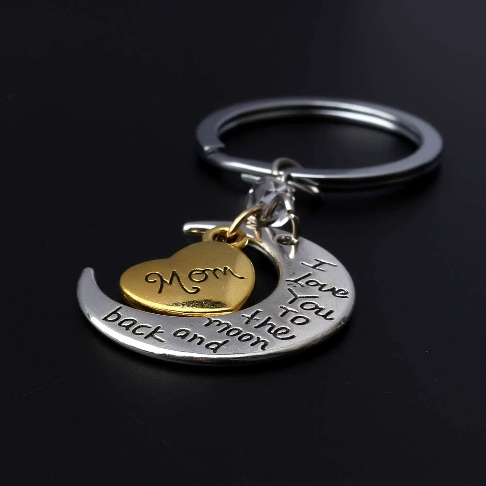 Mother Keychain,I Love You to The Moon and Back Gold and Silver Tone Keyring Mothers Day Gift