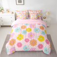thumbnail image 2 of Homewish Kawaii Cartoon Groovy Twin Bedding Sets 7-Piece for Kids, Garden Flower Floral Bedding Comforter Set, Pink Princess Style Reversible Sheet Sets, Breathable Home Decor, 2 of 7