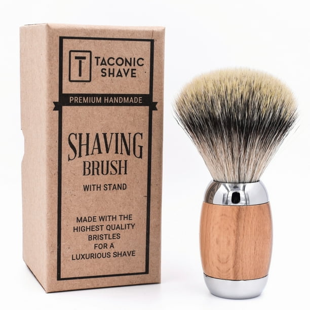 Taconic Shave Wood & Chrome Synthetic Shave Brush & Stand