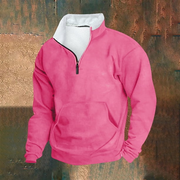 Blusa y camisa de manga larga con cuello alto para hombre, sudadera informal con capucha, cuello alto retro, cremallera, manga larga, holgada, blusa para hombre