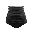 thumbnail image 1 of Short de Bain Rétro Taille Haute Noir/violet/vert pour Femme, 1 of 4