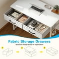 thumbnail image 3 of Casacomoda 32 Inch Writing Desk with 2 Fabric Drawers, Modern Study Table with Storage, Small Computer Desk for Small Space, Home Office Desk, Pure White, 3 of 7
